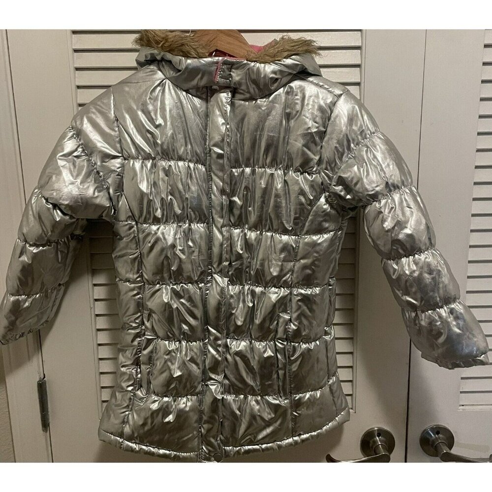 Girls Jacket Hoodie Full Zip Size 7/8 Silver